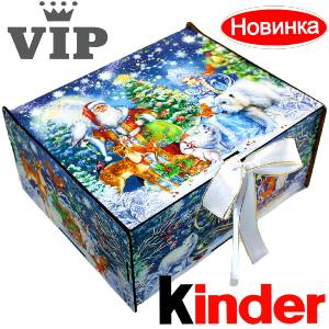 Сладкий подарок на Новый Год в картонной упаковке весом 1200 грамм по цене 2223 руб в Каргополе