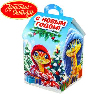 Сладкий подарок на Новый Год в картонной упаковке весом 600 грамм по цене 654 руб в Каргополе